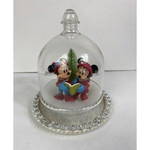 Disney MICKEY MINNIE MOUSE GEMMY MUSICAL LIGHTED GLOBE LIGHTS UP CAROLS CAROLING